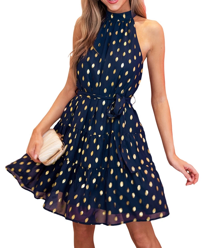 Women's Golden Hour Polka Dot Mini Beach Dress