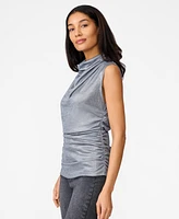 Cable & Gauge Women's Metallic Jersey Cowl Neck Top