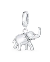 Bling Jewelry Trunk Up Elephant Dangle Charm Bead Sterling Silver for European Bracelet