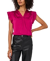 Vince Camuto Women's Satin Flutter-Sleeve V-Neck Top