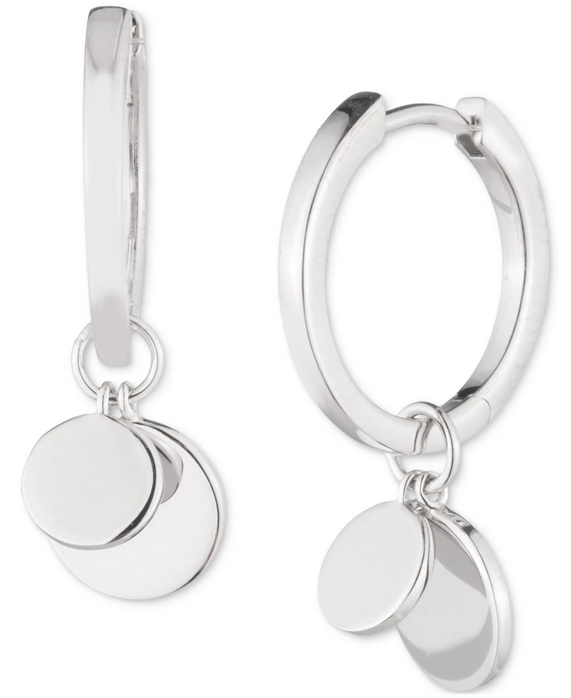 Lauren Ralph Lauren Sterling Silver Disc Drop Hoop Earrings