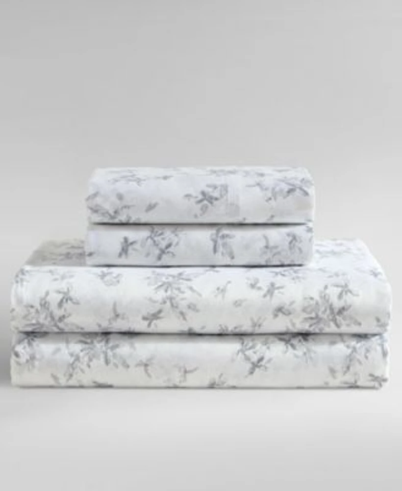 Calvin Klein Abstract Floral Cotton Sateen 4 Pc. Sheet Set