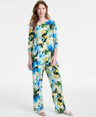 Jm Collection Womens 3 4 Sleeve Knit Swing Top Knit Pants Exclusively At Macys