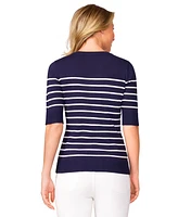 Melissa Paige Women's Striped Crew-Neck Elbow-Sleeve Sweater, Regular & Petite