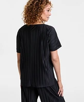 Jm Collection Women's Plisse Dolman Short-Sleeve Top, Exclusively at Macy's