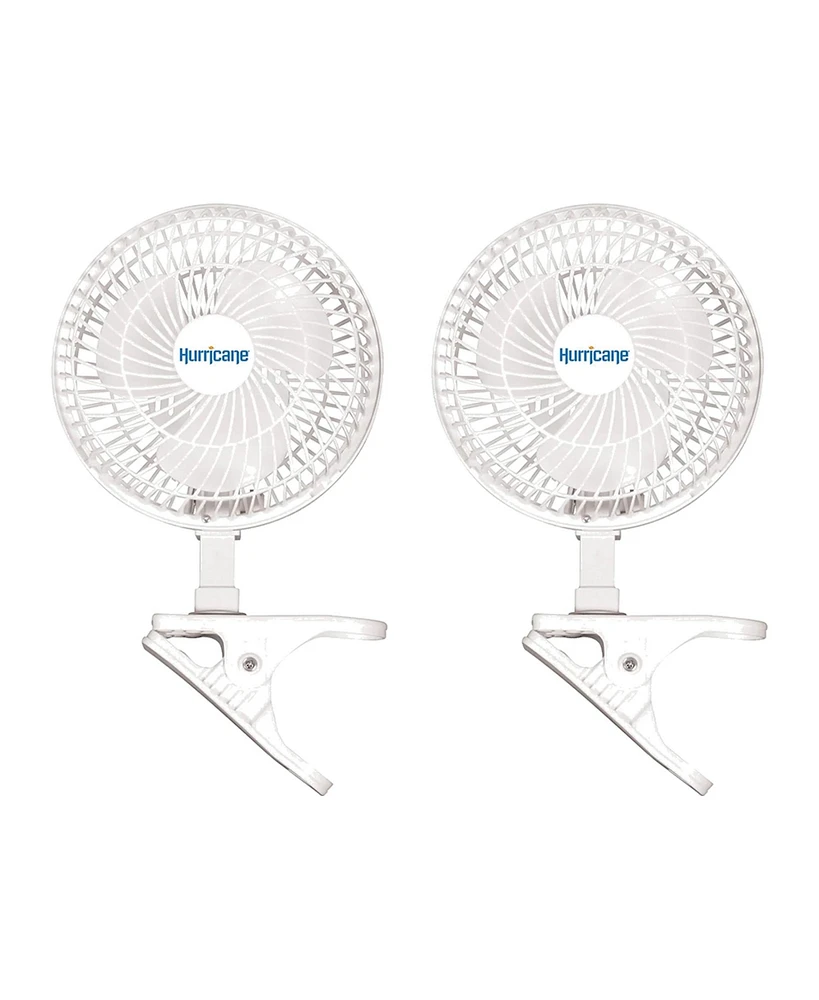 Hurricane Classic 6 Inch 2 Speed Desk Table Mini Clip On Fan, White (2 Pack