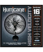 Hurricane 16 Inch Pro High Velocity Oscillating Metal Wall Fan, Black (2 Pack)