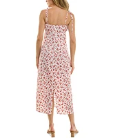 B Darlin Juniors' Floral Shoulder-Tie Midi Slip Dress