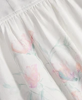 Juniors' Scalloped-Neck Placed Floral Midi Dress