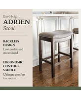 Maven Lane Adrien Backless Saddle Kitchen Bar Stool, Walnut Finish, Set of 2