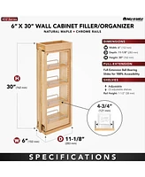 Rev-a-Shelf Pullout Wall Filler Between Cabinet Shelf Storage 6"x30", 432-wf-6C