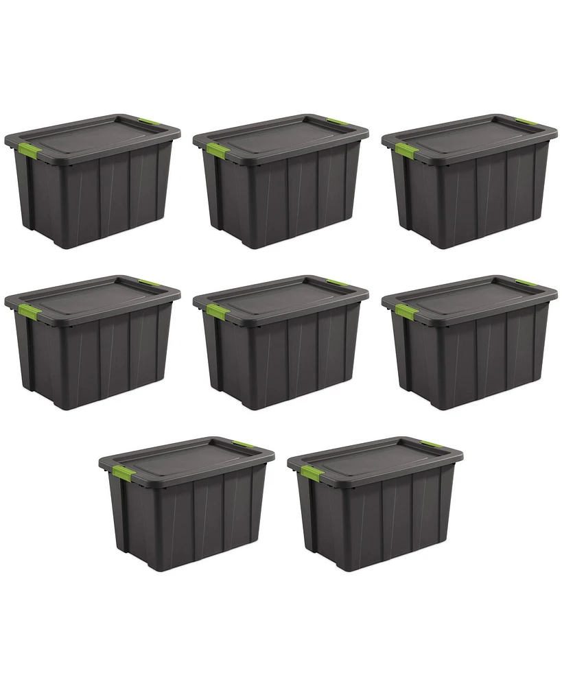 Sterilite 30 Gal Latching Tuff1 Stackable Storage Tote Bin w/ Latch Lid, 8 Pack