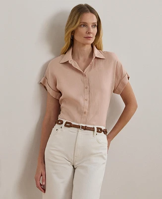 Lauren Ralph Dolman-Sleeve 100% Linen Shirt