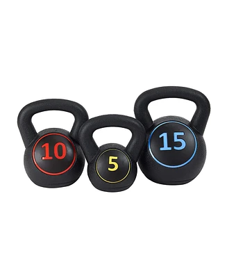 BalanceFrom Wide Grip Kettlebell Fitness Exercise Weights, 5, 10, and 15 Pounds