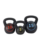 BalanceFrom Wide Grip Kettlebell Fitness Exercise Weights, 5, 10, and 15 Pounds