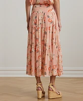 Lauren Ralph Women's Floral Crinkle Georgette Tiered Skirt, Regular & Petite