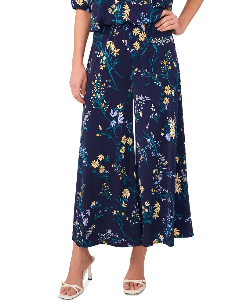 Sam & Jess Women's Pull-On Floral-Print Wide-Leg Pants