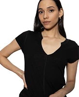 Sanctuary Women's The New Girl Split-Neck Short-Sleeve T-Shirt