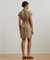 Lauren Ralph Women's Belted Cotton Madras Shirtdress