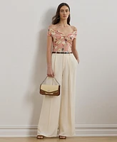 Lauren Ralph Women's Floral Twist-Front Off-the-Shoulder Top