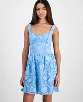 Juniors' Lace Sweetheart-Neck Bustier Dress