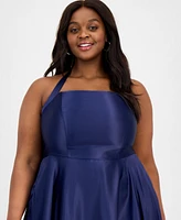 B Darlin Trendy Plus Satin Halter Gown