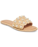 Dolce Vita Women's Harlyn Pearl Woven Raffia Slide Flat Sandals