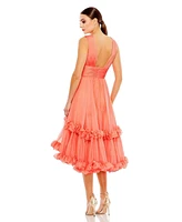 Mac Duggal Women's V-Neck Ruffle Tiered Dress