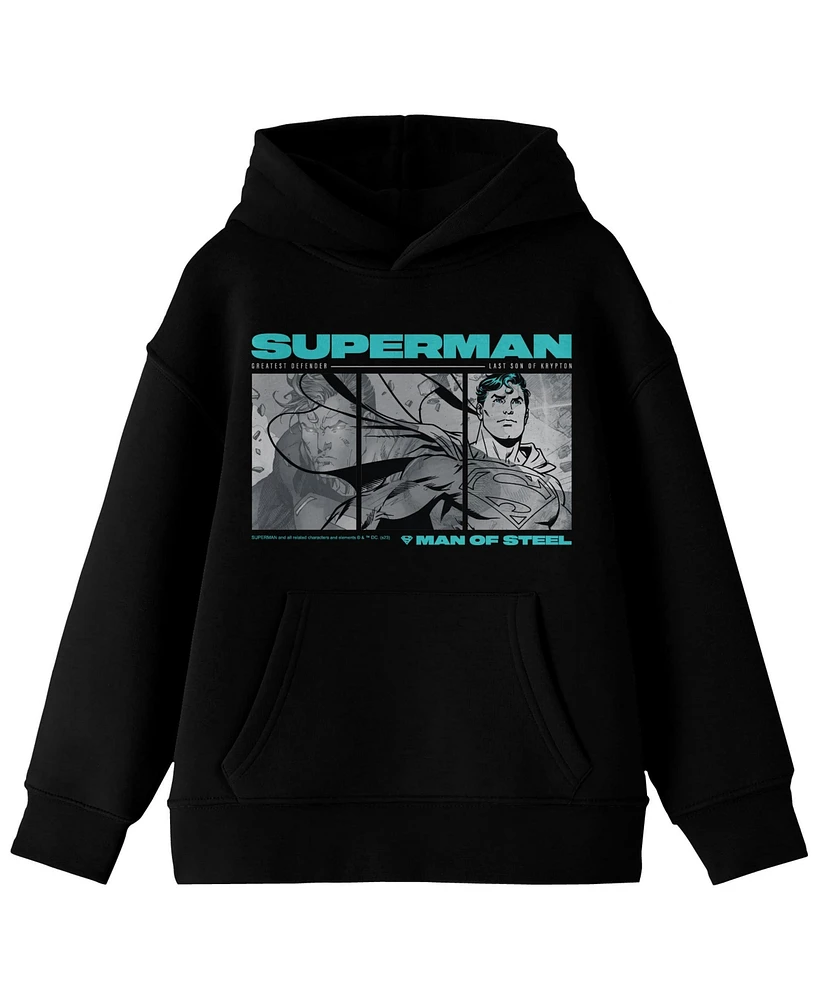 Superman Boys Last Son Of Krypton Long Sleeve Youth Black Hooded Sweatshirt-xl