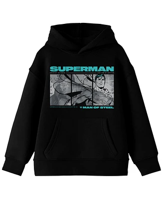 Superman Boys Last Son Of Krypton Long Sleeve Youth Black Hooded Sweatshirt-xl