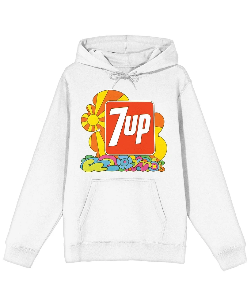 7UP Men's Colorful Doodle Long Sleeve White Adult Hooded