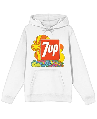 7UP Men's Colorful Doodle Long Sleeve White Adult Hooded