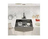 Casainc 33" L x 22" W Farmhouse Stainless Steel Kitchen Sink with Faucet Included