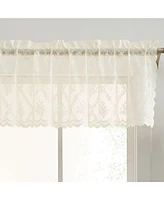 Hlc.me Isabella Floral Rod Pocket Lace Semi Sheer Voile Short Valance for Small Windows, Kitchen & Bathroom