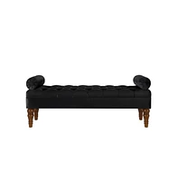 Velvet Tufted Bench for Bedroom, Living Room & Entryway, Window with Spindle Wooden Legs-The Pop Home