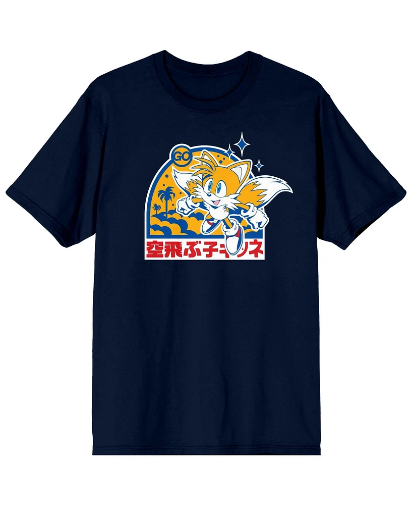 Sonic the Hedgehog Tails Character Mens Navy Blue Graphic Tee - 3XL