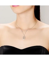 Sterling Silver White Gold Plated with Clear Cubic Zirconia Teardrop Necklace