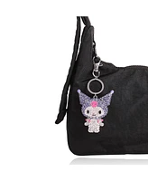 Sanrio Kuromi Crystal Keychain Bag Travel Charm – Sparkling Purple and Silver Rhinestones