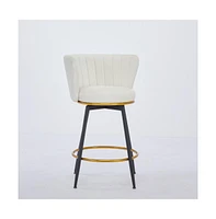 26" Counter Height Swivel Bar Stools Set of 2, Chair with Velvet Upholstered Seat-The Pop Home
