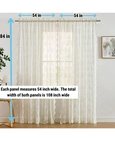 Hlc.me Jolene Floral Soft Decorative Lace Semi Sheer Light Filtering Rod Pocket Window Treatment Curtain Drapery Panels for Bedroom & Living Room