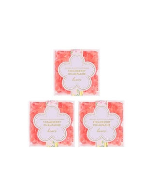 Sugarfina Spring La Vie En Rose Strawberry Champagne Bears Small Candy Cubes, 3 Piece