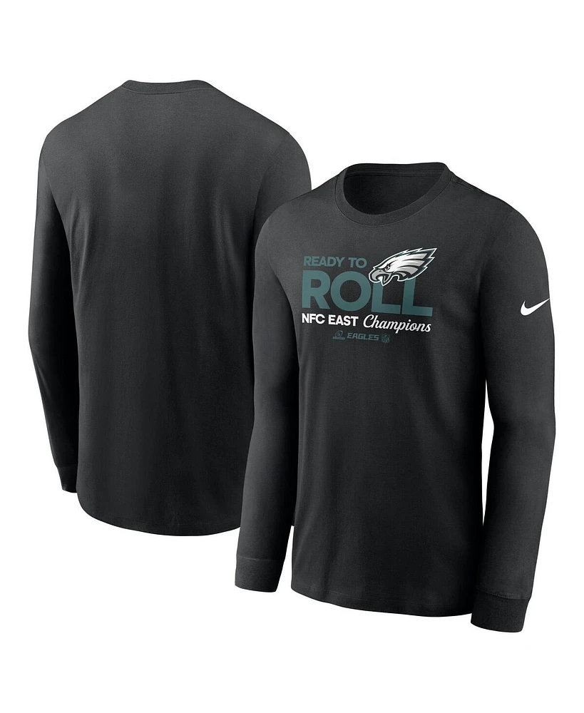 Nike Men's Black Philadelphia Eagles 2024 Nfc East Division Champions Locker Room Trophy Collection Long Sleeve T-Shirt