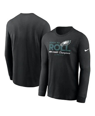 Nike Men's Black Philadelphia Eagles 2024 Nfc East Division Champions Locker Room Trophy Collection Long Sleeve T-Shirt