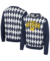 Colosseum Men's Navy Michigan Wolverines the Dealio Argyle Pullover Sweatshirt