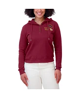 Wear by Erin Andrews Women's Burgundy Washington Commanders Waffle Hoodie Pullover Top