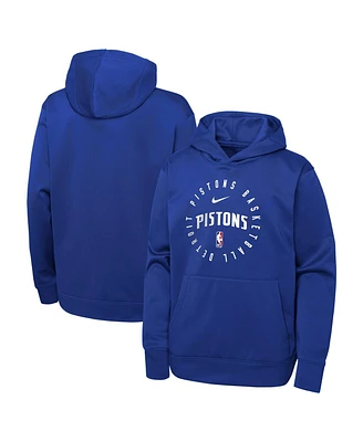 Nike Big Boys and Girls Blue Detroit Pistons Performance Practice Spotlight Pullover Hoodie