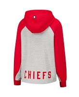 Dkny Sport Women's Gray/Red Kansas City Chiefs Joy Cropped Raglan Pullover Hoodie