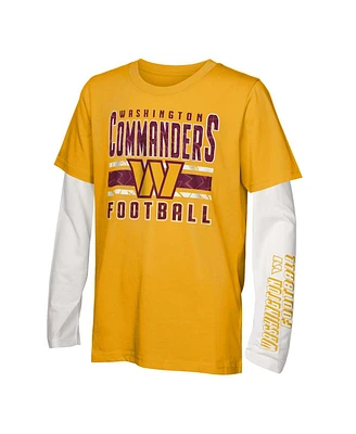 Outerstuff Big Boys and Girls Yellow/White Washington Commanders the Mix T-Shirt Combo Set