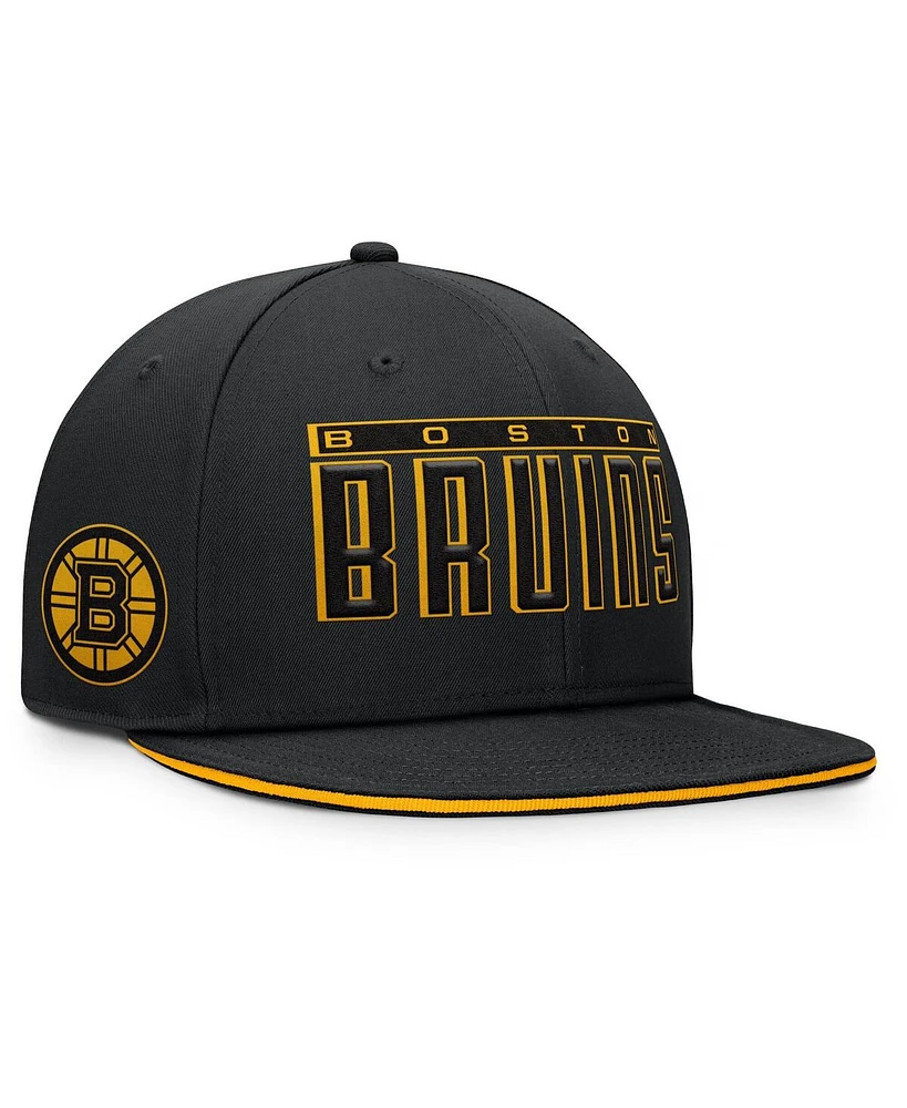 Fanatics Men's Black Boston Bruins Fundamental Gino Stack Snapback Hat