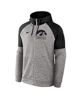 Nike Men's Heather Gray Iowa Hawkeyes Fitness Raglan Performance Full-Zip Hoodie